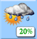 Skyet, lett regn byger